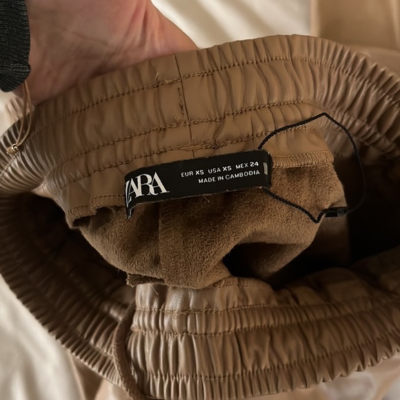 Zara tan leather joggers - Picture 6 of 6
